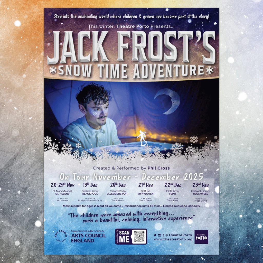Book a ticket now and join Jack Frost for an immersive magical early years performance for children aged 2-6 and their grown ups. Step into the enchanting world where children and grown ups become part of the story!